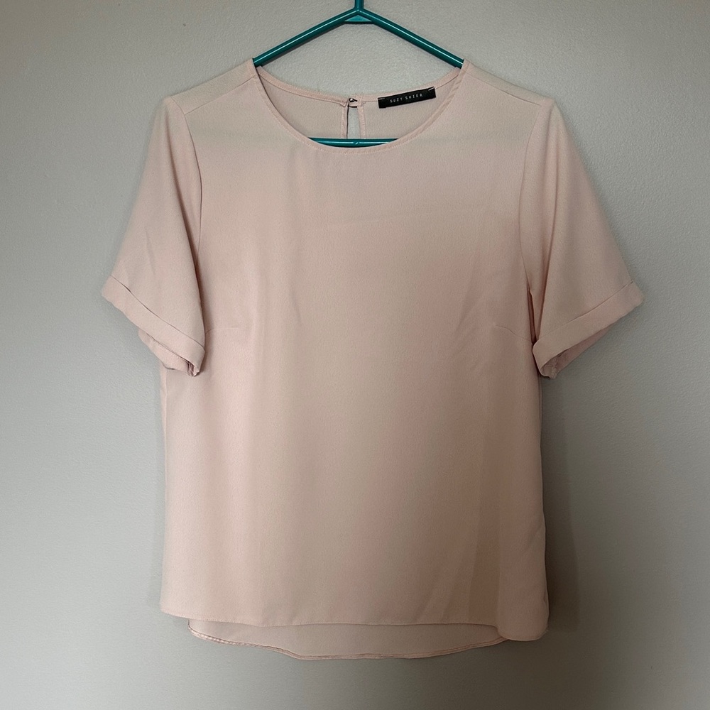 Blush Pink Short Sleeve Blouse